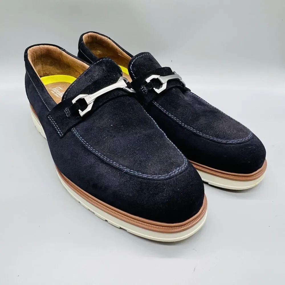 Florsheim Shoes Mens 12 Blue Suede Comfortech Bit Loafers Slip On Casual Comfort